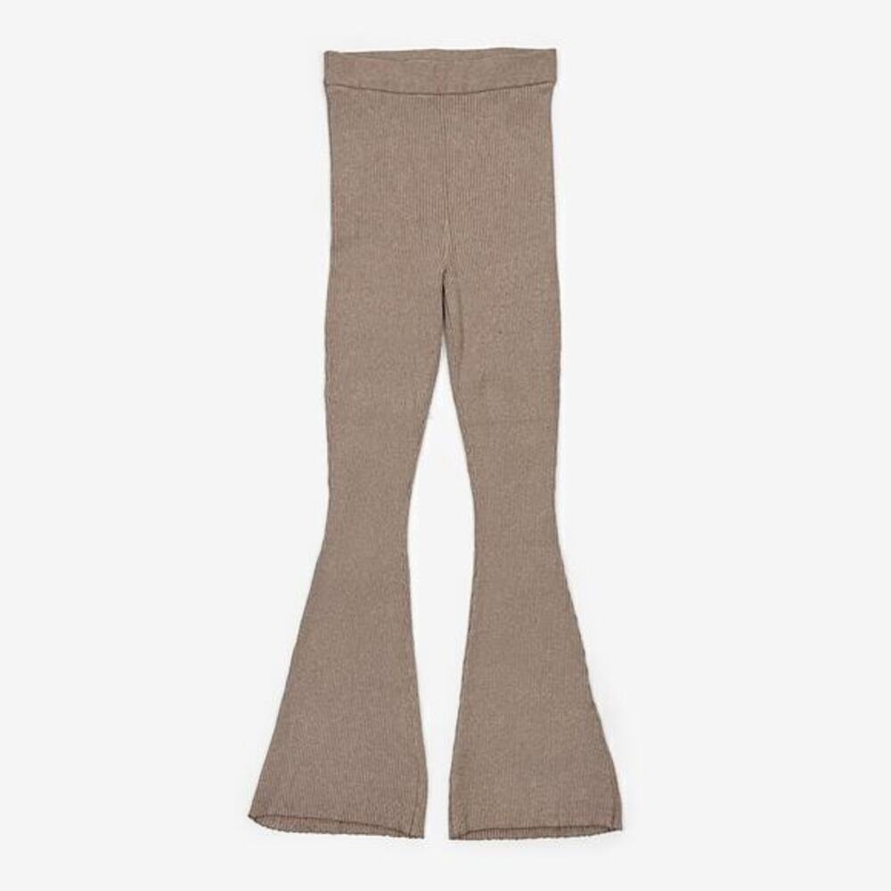 L'Academie Mattia Pant Size XL Deep Taupe Ribbed Knit Flared Cozy Minimalist